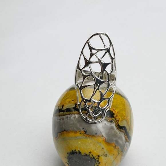 Sterling Silver Carved "Lacy" Statement Ring - Picture 1 of 7